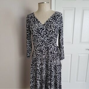 Brand New Talbots Black & White Faux Wrap Dress - Size 14P